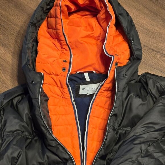 Men's Black and Orange Cole Haan Puffer Jacket Large - Picture 2 of 6